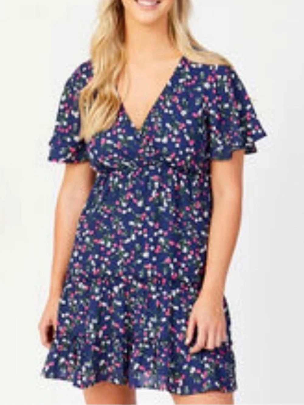 Altar'd State Martha Floral Wrap-Front Mini Dress